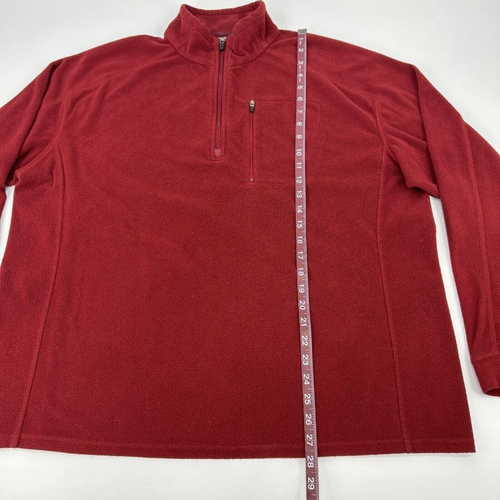 L.L. Bean Fleece‎ Jacket Men's Red XL Long Sleeve 1/4 Zip Pullover Zipper Pocket - Picture 4 of 7